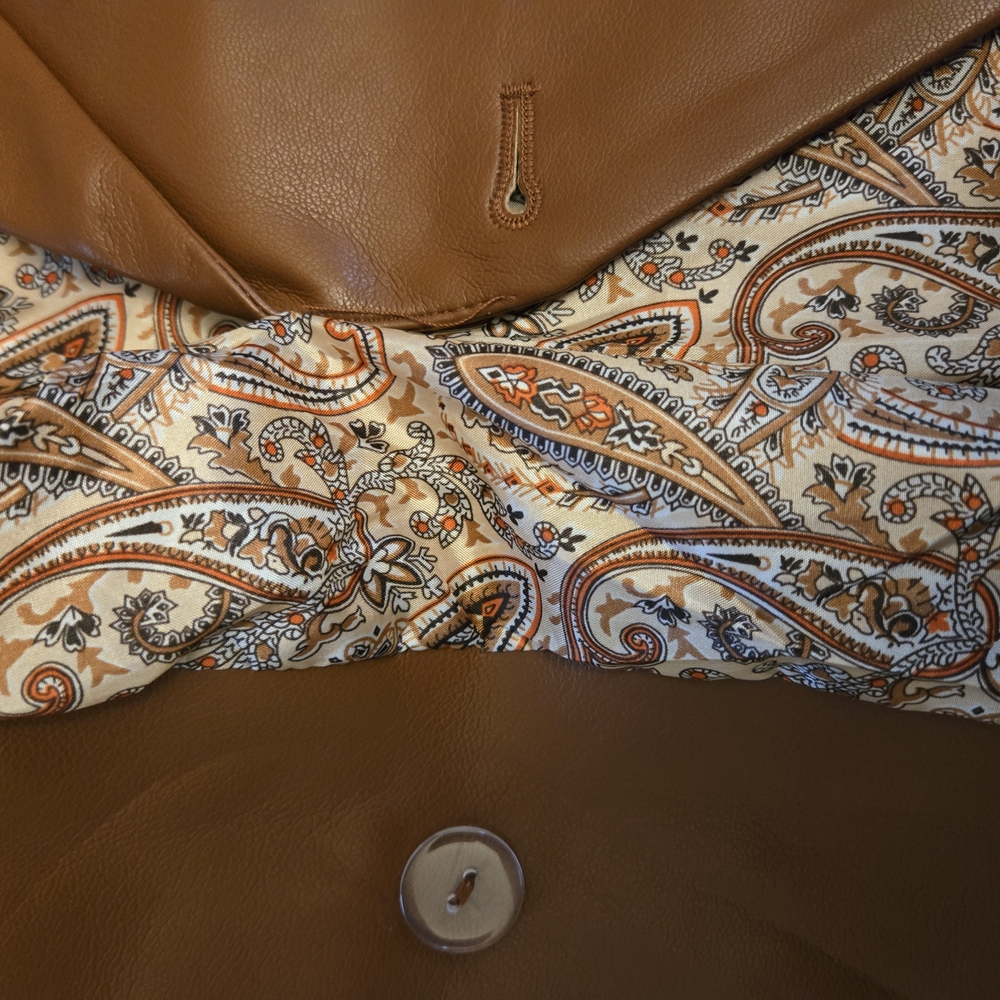 Fate Brown Soft Faux Leather Jacket Paisley Lined New 2X XXL - Picture 12 of 12